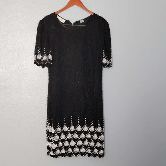 Lawrence Kazar Sequined Dress made in India size Large - Picture 1 of 12